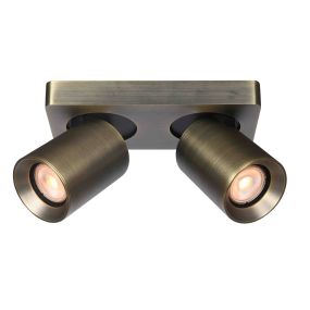 Artdelight Megano – 2-flammiger aufbaustrahler – 20 x 10 x 11,5 cm – antikbronze