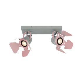 Lucide Picto - Aufbaustrahler 2L - 30 x 12,5 x 16 cm - rosa und grau