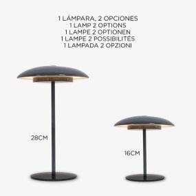 New Garden Sardinia 30 - wiederaufladbare Tischleuchte - Ø 15 x 16 cm / Ø 15 x 28 cm - 3.5W dimmbare LED inkl. - IP44 - anthrazit