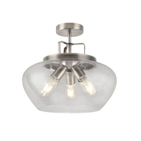 Searchlight Boule - Deckenleuchte - Ø 40 x 36 cm - satiniert silber