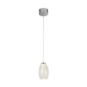 Searchlight Cyclone - Hängeleuchte - Ø 11,5 x 120 cm - 6W LED inkl. - Chrom und transparent