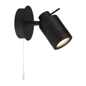Searchlight Samson - Wandleuchte mit Zugschalter - 10 x 16 cm - IP44 - schwarz