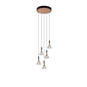 Nova Luce Paluz - Hängelampe - Ø 32 x 150 cm - 30W dimmbar LED inkl. - matt schwarz und roségold