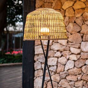 New Garden Amalfi - Stehleuchte mit wiederaufladbarem Leuchtmittel und Fernbedienung - 9W LED inkl. - Ø 49 x 148 cm - IP54 - Rattan