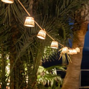 New Garden Aurora - Lichtergirlande - 8 Meter Girlande inklusive 3 Meter Schnur - 10 LED-Birnen inkl. - IP44 - Rattan