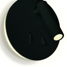 ONE Light Dark Light Cylinders - Wandstrahler mit Schalter - Ø 14,8 x 3,2 cm - 3W + 5W LED inkl. - schwarz