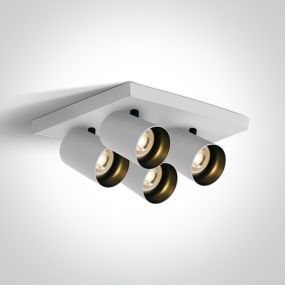 ONE Light Retro GU10 Spots - Aufbaustrahler 4L - 25,5 x 25,5 x 10 cm - weiß