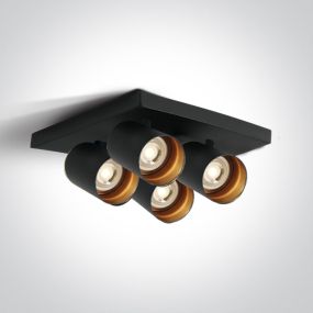 ONE Light Retro GU10 Spots - Aufbaustrahler 4L - 25,5 x 25,5 x 10 cm - schwarz