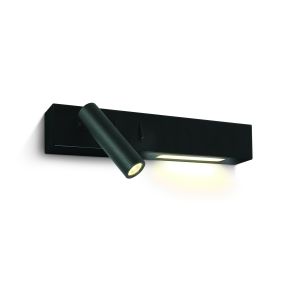 ONE Light Reading Spot - Wandstrahler mit Schalter - 30 x 3,5 x 5 cm - 3W + 6W LED inkl. - schwarz