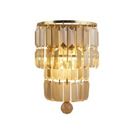 Searchlight Empire - Wandleuchte - 20 x 30 cm - IP44 - Messing satiniert und champagnerfarben