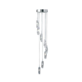 Searchlight Sculptured Ice - Hängeleuchte - Ø 24 x 125 cm - 8 x 7W Halogen inkl. - Chrom