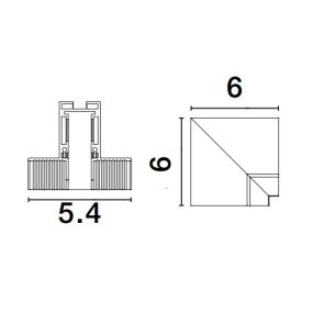 Nova Luce Ultra Slim - rahmenlose versenkte Magnetschiene - vertikale 90-Grad-Verbindung - 6 x 6 cm - schwarz