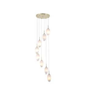 Searchlight Rocky - Hängeleuchte - Ø 32 x 120 cm - Messing satiniert und weiß