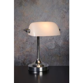 Lucide Banker - Schreibtischlampe - 22 x 13,5 x 30 cm - Chrom, weiß