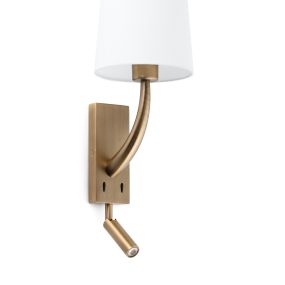 Faro Rem - Wandleuchte mit Schalter - 16,5 x 21 x 61 cm - 4W LED inkl. - weiß und altgold