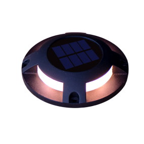 Century Italia Step Solar - solarbetriebener Bodenstrahler mit Tag/Nachtsensor - Ø12 x 2,6 cm - 0,04W LED inkl. - IP67 - schwarz - 3000K