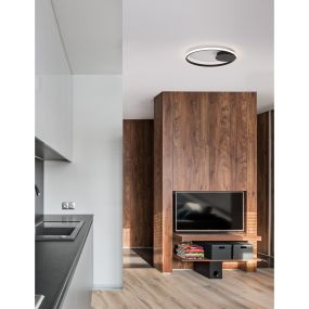 Nova Luce Fuline - Deckenleuchte - Ø 50 x 5 cm - 32W dimmbare LED inkl. - sand schwarz