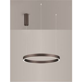 Nova Luce Elowen - Pendelleuchte - Ø 60 x 150 cm - 60W dimmbare LED inkl - gebürstetes Kaffeebraun