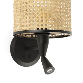 Faro Mambo - Wandleuchte mit Schalter - 21 x 17 x 17,3 cm - 3W LED inkl. - braun und schwarz