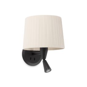 Faro Samba - Wandleuchte mit Schalter - 21,5 x 19 x 17,3 cm - 3W LED inkl. - schwarz und beige