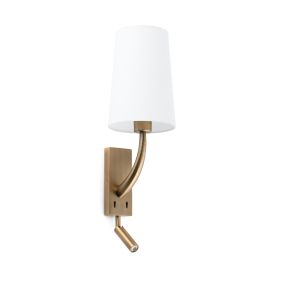 Faro Rem - Wandleuchte mit Schalter - 16,5 x 21 x 61 cm - 4W LED inkl. - weiß und altgold