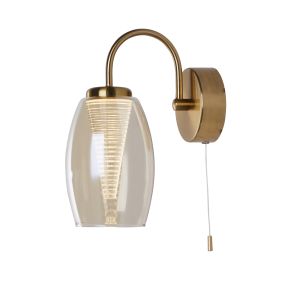 Searchlight Cyclone - Wandleuchte mit Zugschalter - 11,5 x 26,5 cm - 6W LED inkl. - Bronze und Champagner
