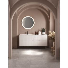 Nova Luce Ural - Spiegel mit Beleuchtung - Ø 60 x 3,5 cm - 20W LED inkl. - IP44 - sand schwarz und weiß