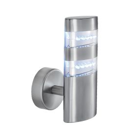 Searchlight India - Außenwandleuchte - 10 x 19,5 cm - 1,5W LED inkl. - IP44 - satiniert silber