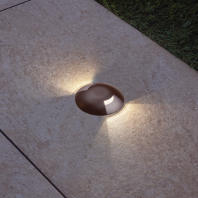 Century Italia Argo - Bodenstrahler mit 2 Fenstern - Ø5,8 x 6,5 cm - 0,75W LED inkl - 3000K - IP67 - braun