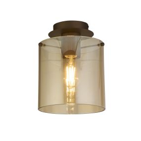 Searchlight Sweden - Deckenleuchte - Ø 22 x 26 cm - mokka und amber