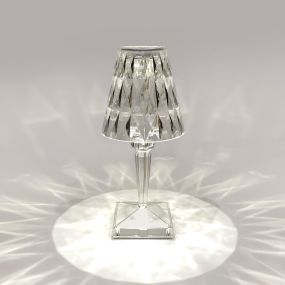 ONE Light Crystal Effect - wiederaufladbare Tischleuchte - Ø 11,5 x 25,6 cm - 3 Stufen dimmbar - 1,2W LED inkl. - IP54 - transparent