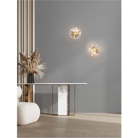 Nova Luce King - Wandleuchte - Ø 22 x 14 cm - Messing Gold und Transparent