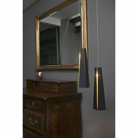 Faro Pluma - Hängeleuchte - Ø 8,2 x 36 cm - 3W LED inkl. - schwarz und gold