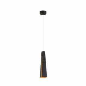 Faro Pluma - Hängeleuchte - Ø 8,2 x 36 cm - 3W LED inkl. - schwarz und gold