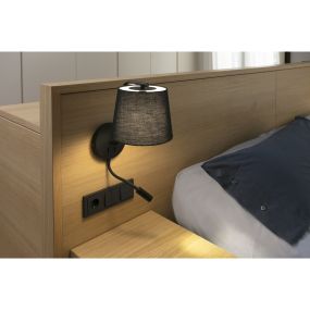 Faro Berni - Wandleuchte mit Schalter - 20 x 29 x 57 cm - 3W LED inkl. - mattschwarz