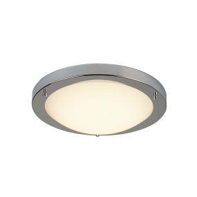 Searchlight LED Flush - Badezimmer-Deckenleuchte - Ø 31 x 8 cm - 12W LED inkl. - IP44 - satiniert silber und weiß