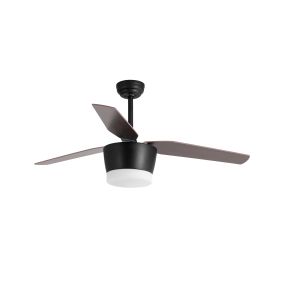 Nova Luce Monsoon - Deckenventilator mit Licht und Fernbedienung - Ø 132 x 51 cm - 18W LED inkl. - braun und weiß