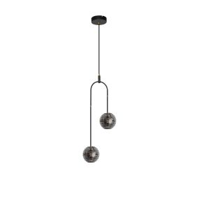 Nova Luce Las - Hängelampe - Ø 31 x 210 cm - 20W LED inkl. - sand schwarz, gold und rauchgrau