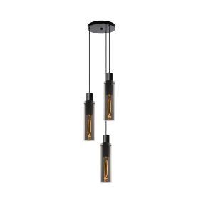 Lucide Orlando - Hängeleuchte - Ø 32 x 172 cm - rauchgrau und schwarz