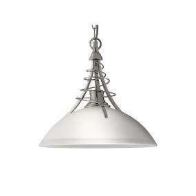 Searchlight Linea - Pendelleuchte - Ø 33 x 90 cm - satiniertes Silber und gefrorenes Glas