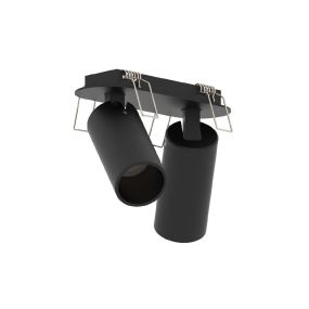 VK Lighting Coko - Aufbauspot mit Einbaurahmen - 12,5 x 3,5 x 7,3 cm - Ø 60 mm Aufbaugröße, 100 x 35 mm Einbaugröße - 2 x 6W LED inkl. - schwarz