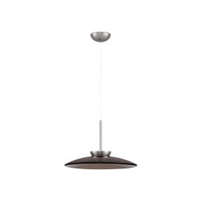 Nova Luce Esti - hängelampe - Ø 50 x 240 cm - 21W dimmbar LED inkl. - gebürstetes nickel und dunkelbraunes Glas