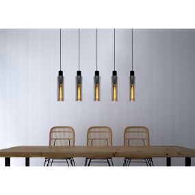 Lucide Orlando - Hängeleuchte - 112 x 10 x 172 cm - rauchgrau und schwarz
