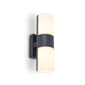 Lutec Cyra - Außenwandleuchte - 7 x 12 x 24 cm - 2 x 8W LED inkl. - IP54 - dunkelgrau