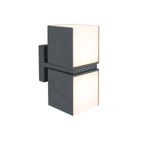 Lutec Cuba - Außenwand-/Deckenleuchte - 10 x 14 x 21 cm - 2 x 12,2W LED inkl. - IP54 - dunkelgrau
