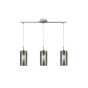 Searchlight Duo 2 - Pendelleuchte - 71 x 12 x 130 cm - geräuchertes und mattiertes Glas