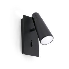 Faro Lao - Wandleuchte mit Schalter - 7,5 x 12 x 15,5 cm - 4,5W LED inkl. - mattschwarz