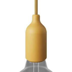 Creative Cables - Silikon E27 Lampenhalterung mit verstecktem Kabelclip - Ø 4,4 x 9,2 cm - senfgelb
