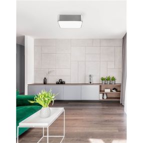 Nova Luce Ragu - Deckenleuchte - 36 x 36 x 10 cm - Nickel satiniert und weiß matt