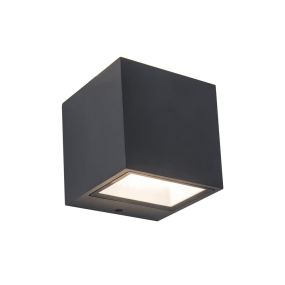 Lutec Gemini - Außenwandleuchte - 8,8 x 8,6 x 8,5 cm - 9W LED inkl - IP54 - dunkelgrau